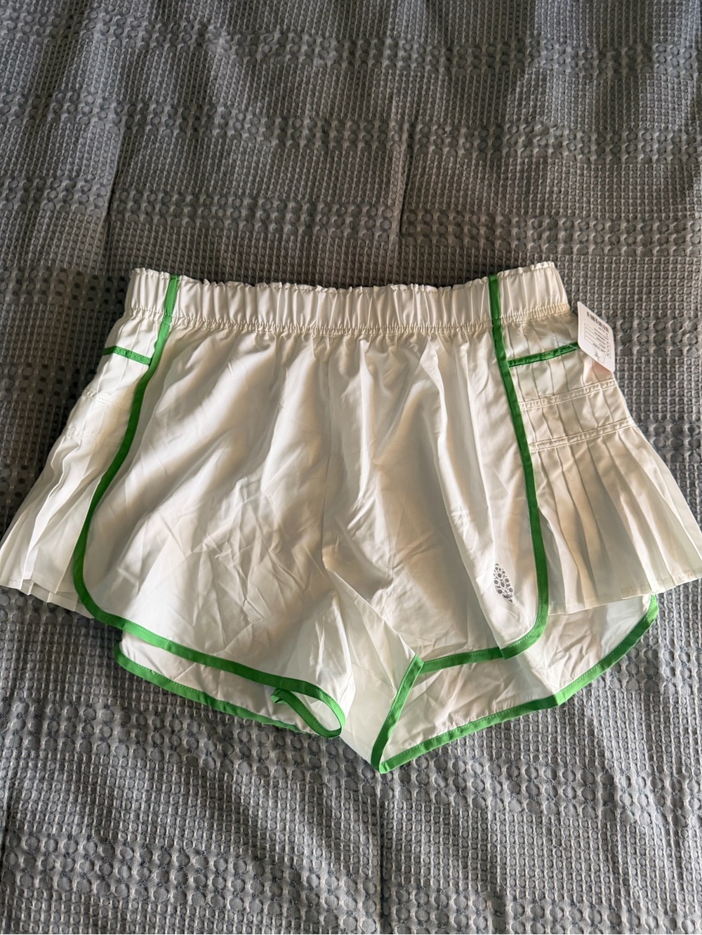FP Movement by Free People White Athletic Shorts with Green Trim